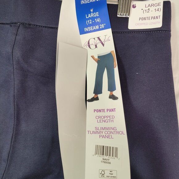 Gloria Vanderbilt Women Navy Cropped Ponte Pants With Tummy Control Panel Large - Picture 4 of 13